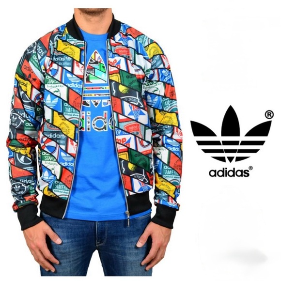 Adidas Originals Multi-Colored Labels Track TT Jacket  2015 All over Print VGC L - Picture 1 of 15